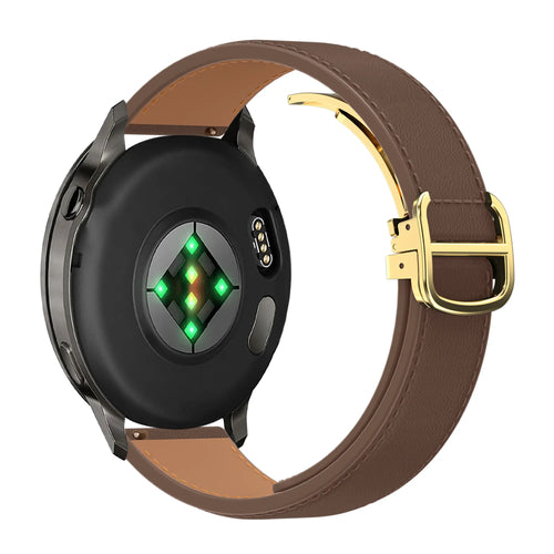 Bandz Garmin Forerunner 70 Leather Strap 'D-Type' (Dark Brown)