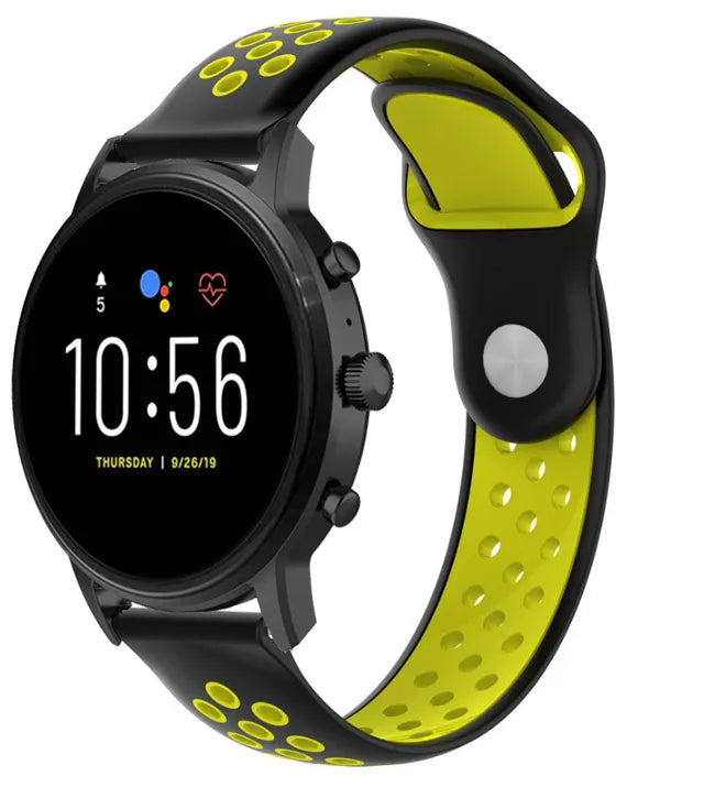 Correa deportiva Fossil Gen 4 Explorist HR (negro/amarillo)