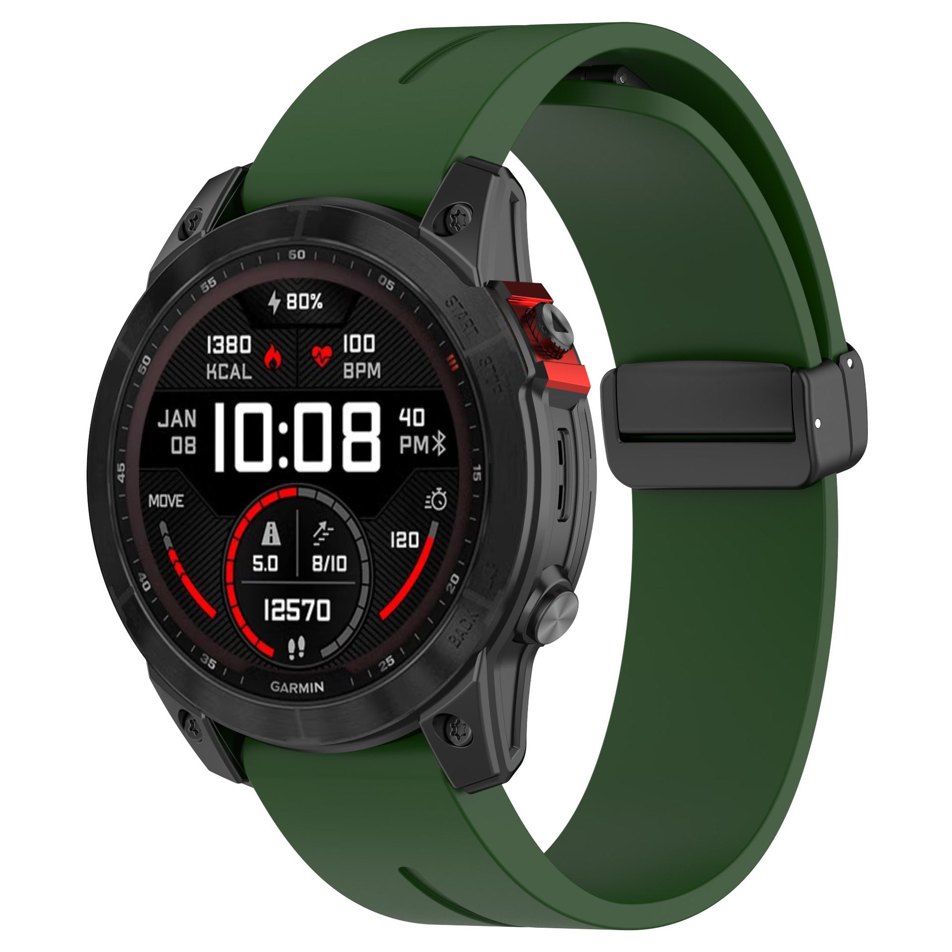 Garmin Forerunner 745 D-Buckle Silicone Strap (Army Green)