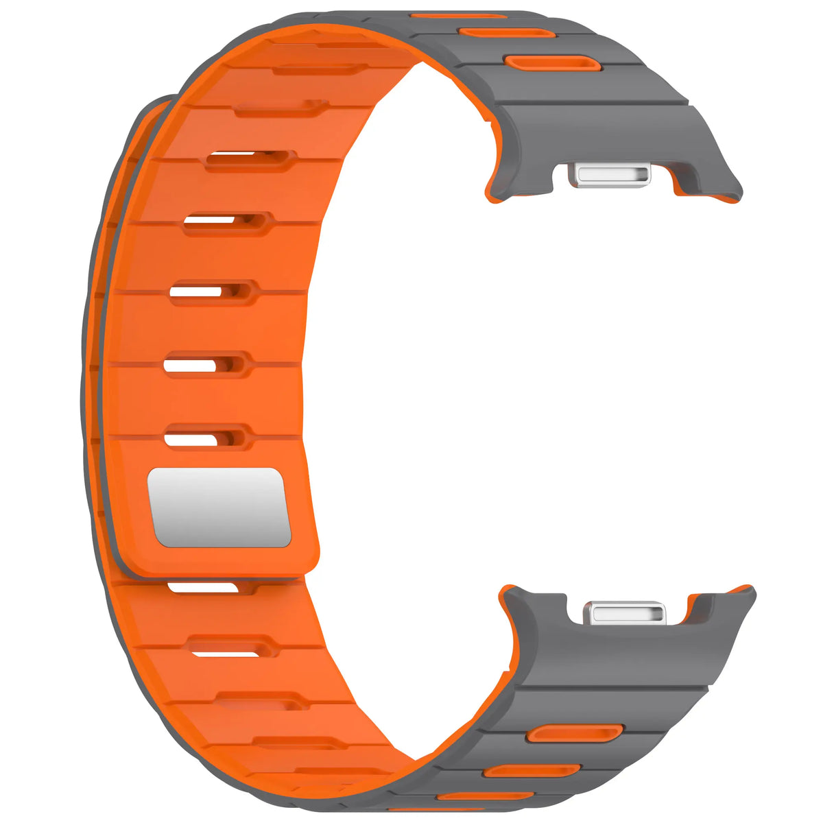 Samsung Galaxy Watch 8 - 40mm Magnetic Silicone Strap (Dark Grey/Orange)