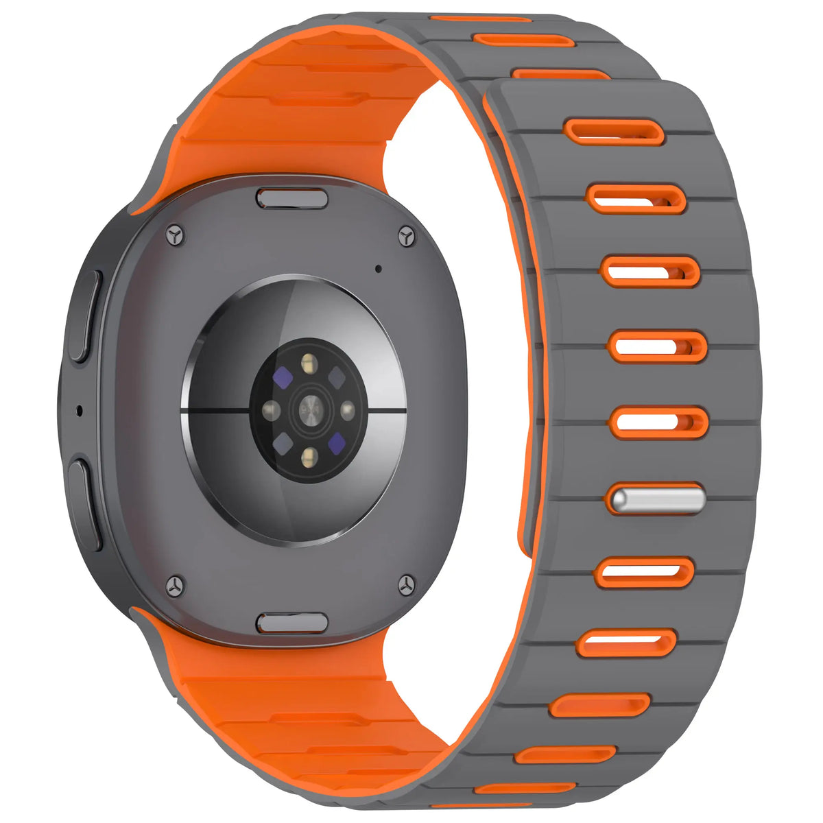 Correa silicona magnética Samsung Galaxy Watch 8 - 44mm (gris oscuro/naranja)