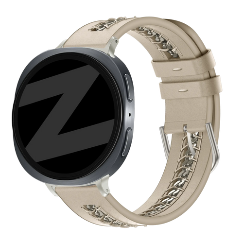 Bandz Correa cuero 'Chains' Samsung Galaxy Watch 8 - 44mm (beige)