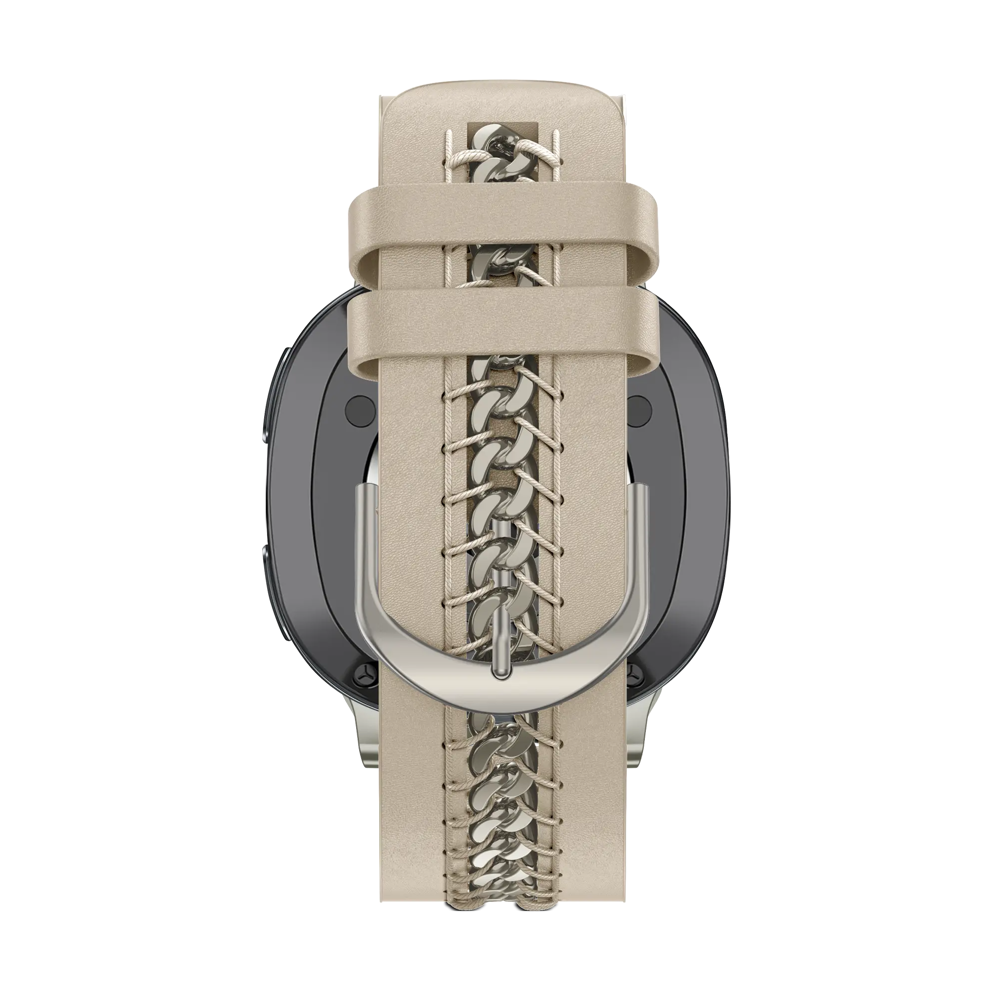 Bandz Samsung Galaxy Watch 8 Classic Leather Strap 'Chains' (Beige)