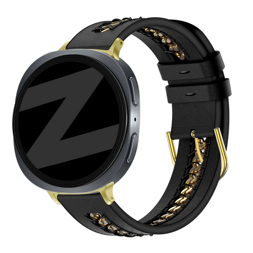 Bandz Correa cuero 'Chains' Samsung Galaxy Watch 8 Classic (negro)