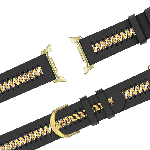 Bandz Correa cuero 'Chains' Samsung Galaxy Watch 8 Classic (negro)