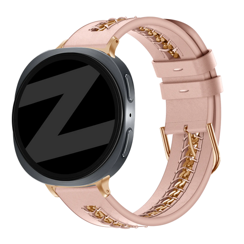 Bandz Correa cuero 'Chains' Samsung Galaxy Watch 8 - 44mm (rosa)