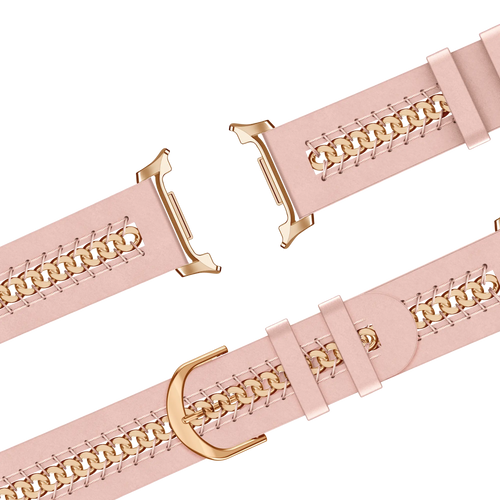 Bandz Correa cuero 'Chains' Samsung Galaxy Watch 8 - 44mm (rosa)