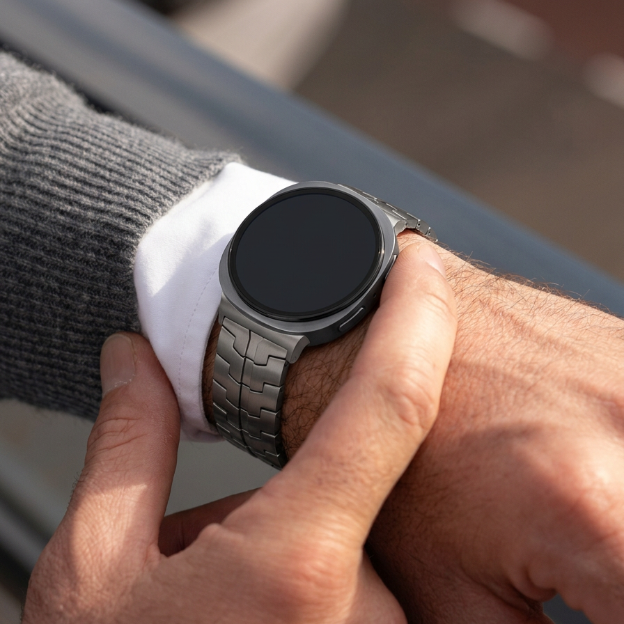 Bandz Samsung Galaxy Watch 8 Classic Titanium Strap 'Iron' (Silver)