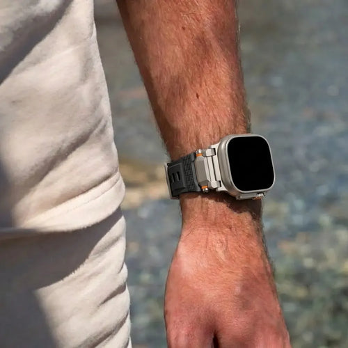 Correa silicona 'Aventurero' Apple Watch (negra/titanio)