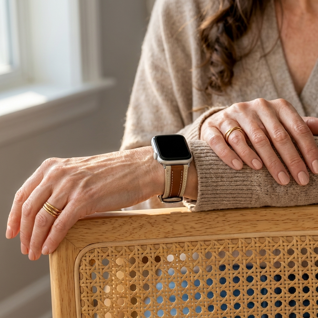 Correa cuero híbrida slim Apple Watch (beige/marrón)