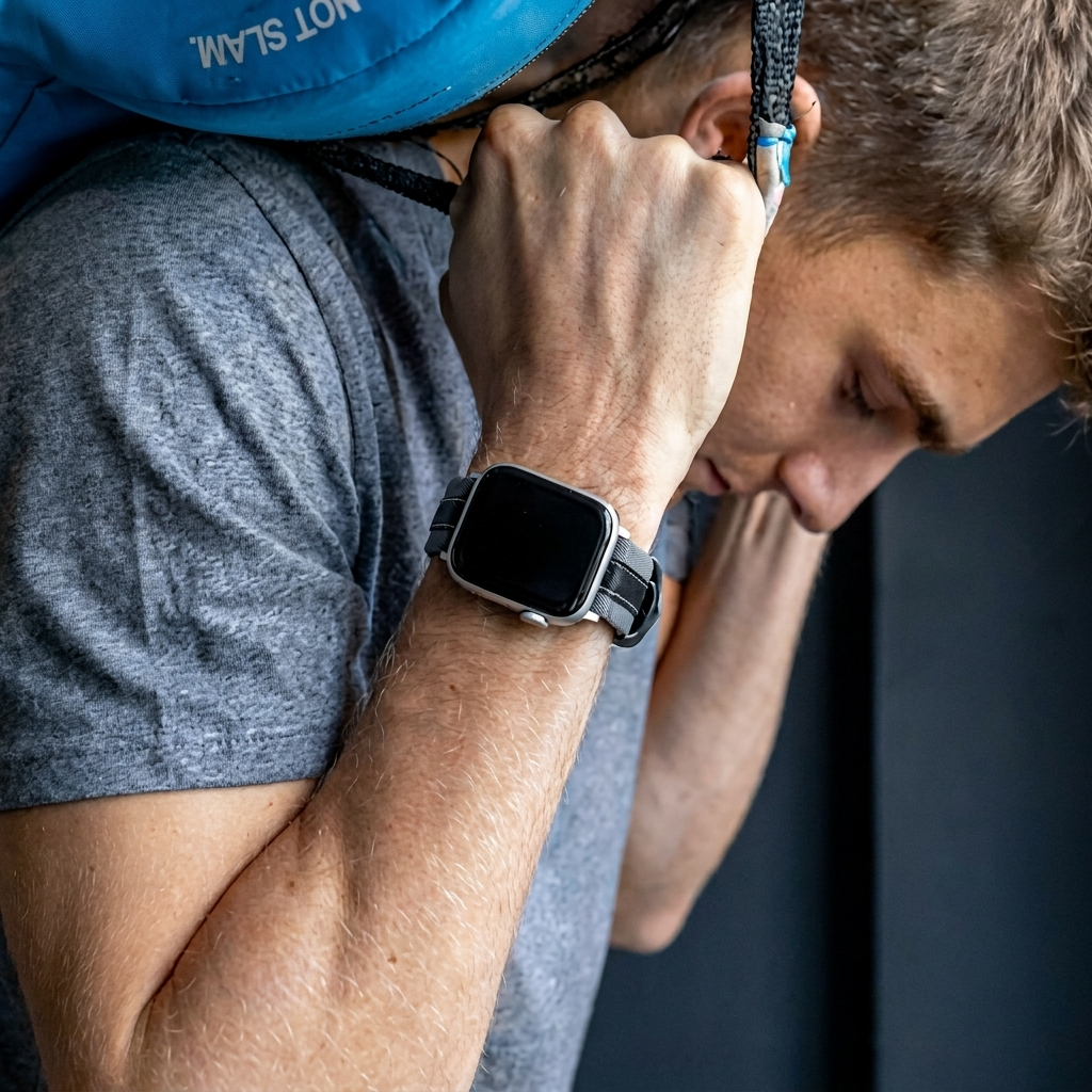 Correa cuero híbrida slim Apple Watch (gris/negro)