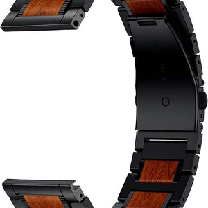 Correa acero/madera Garmin Vivoactive 4 (negro)