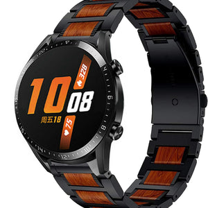 huawei-watch-gt-stalen-houten-band-zwart