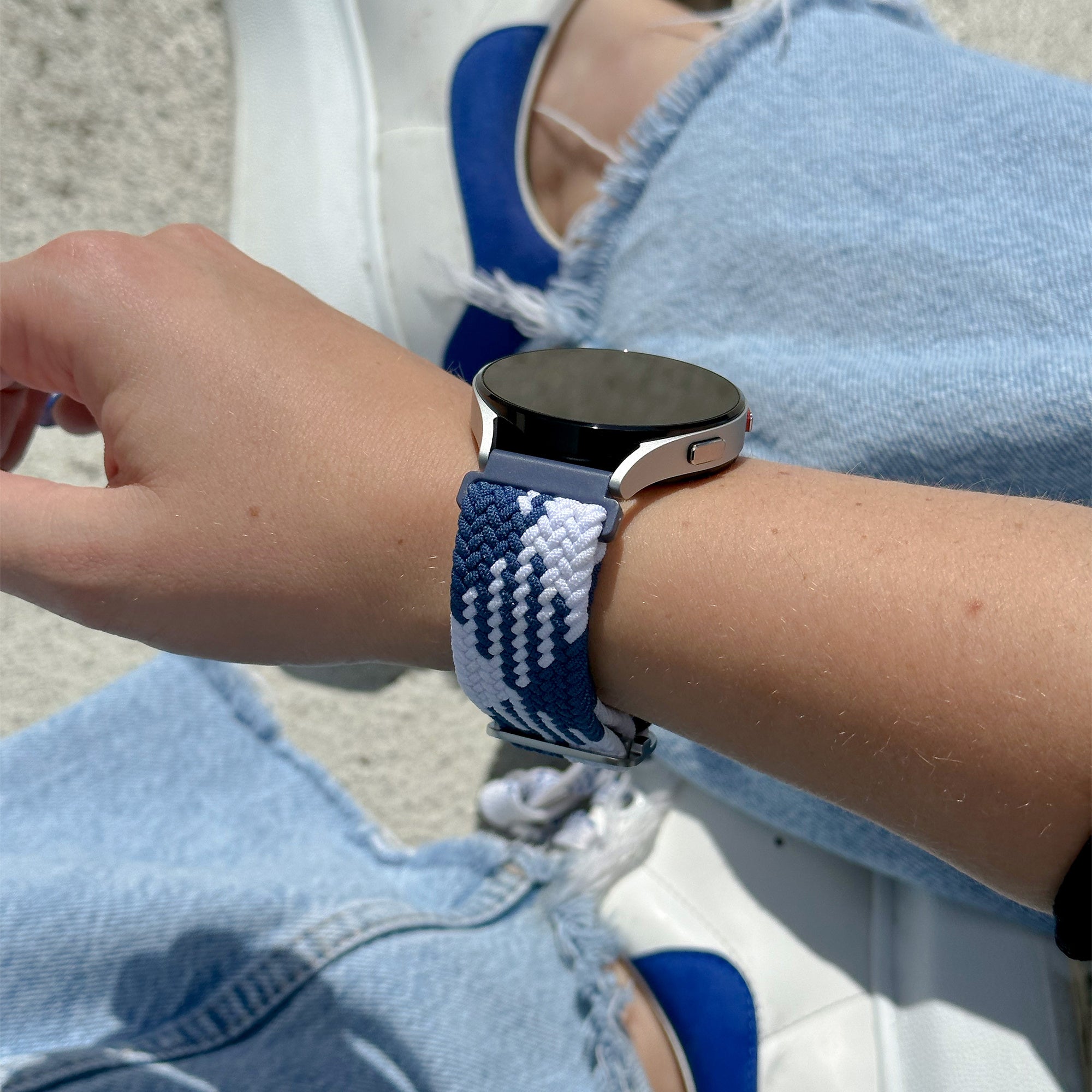Correa trenzada ajustable Amazfit Bip U (Pro) (azul/blanco)