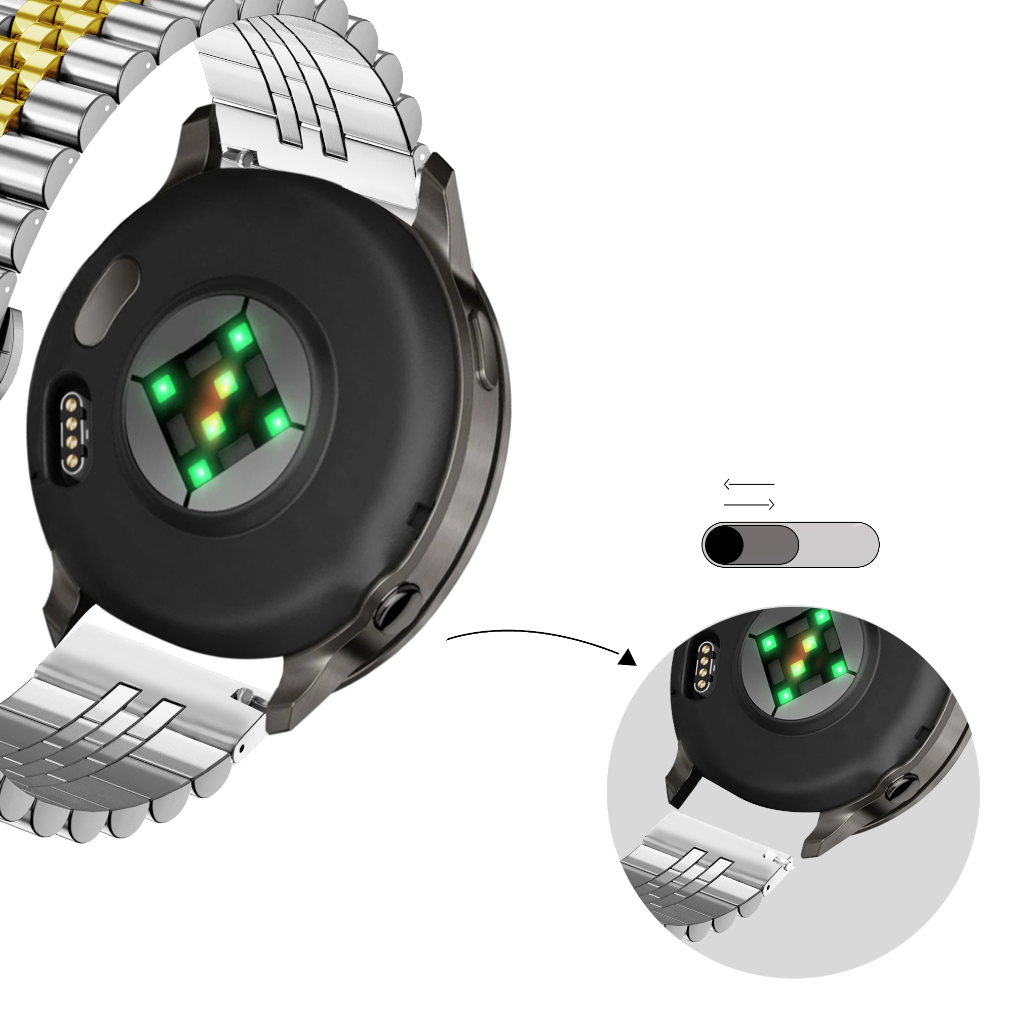 Bandz Correa acero 'Jubilee' Garmin Vivomove 3s (plateado/dorado)