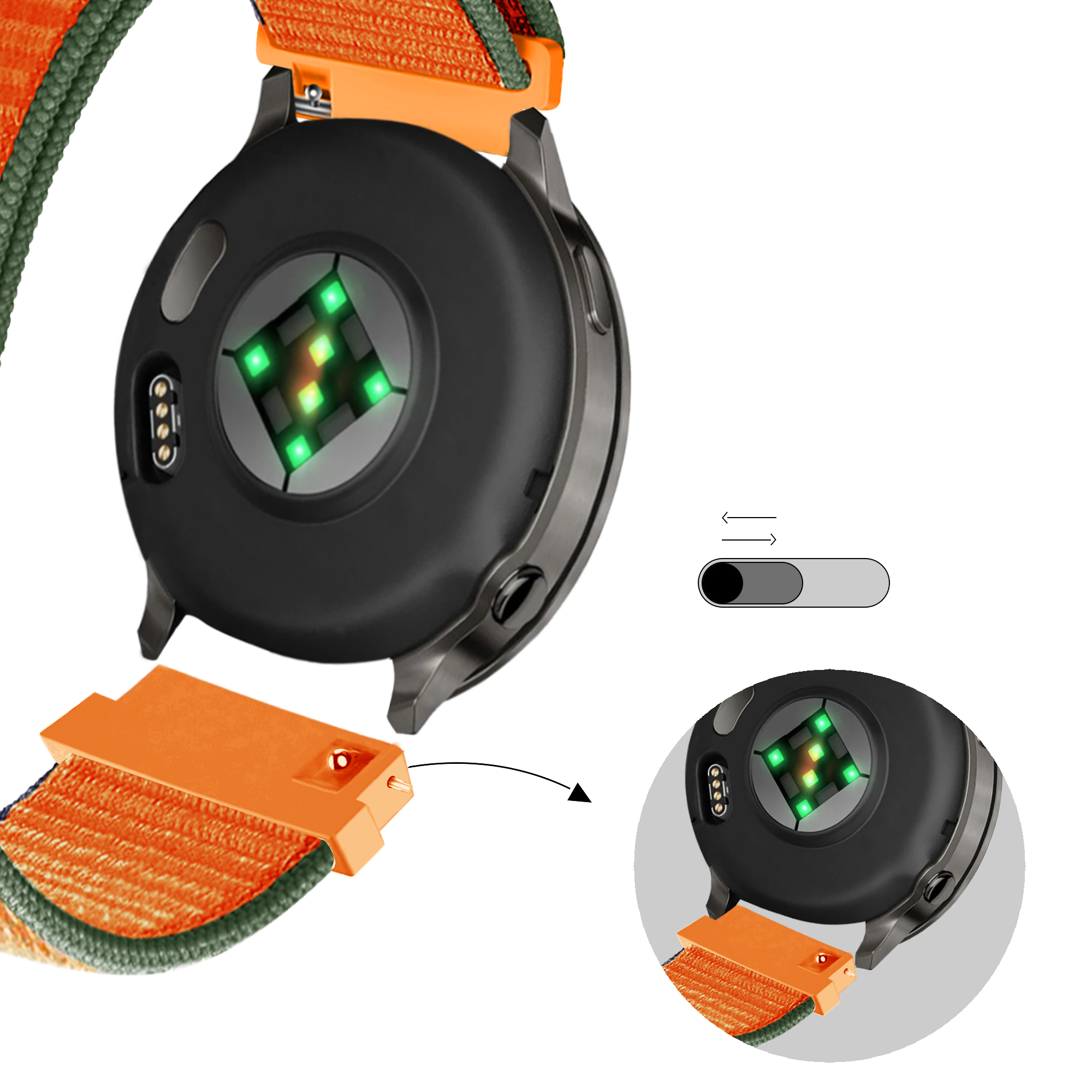 Bandz Correa nylon Loop Garmin Forerunner 265s (naranja)