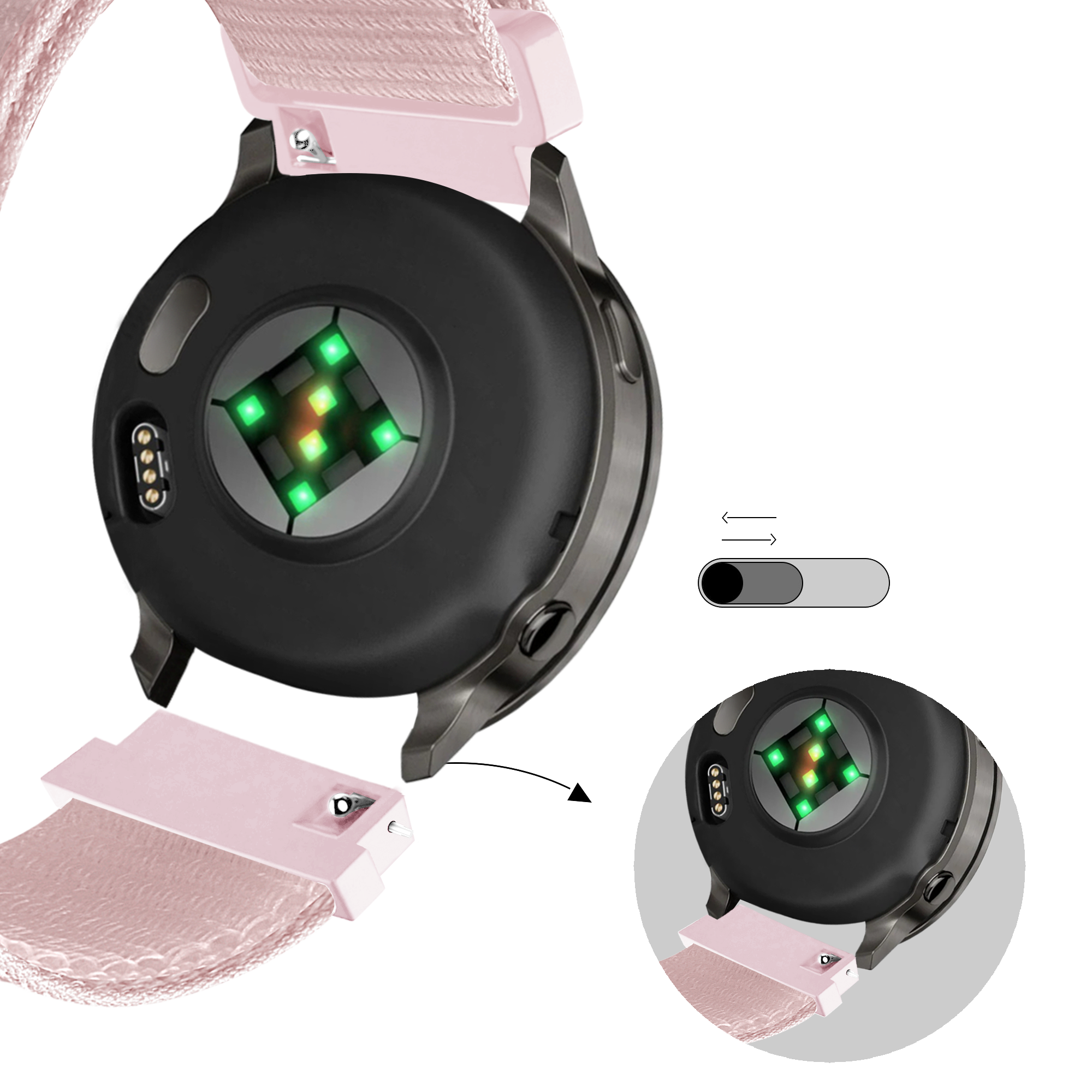 Bandz Garmin Forerunner 170 Nylon Loop Strap (Light Pink)