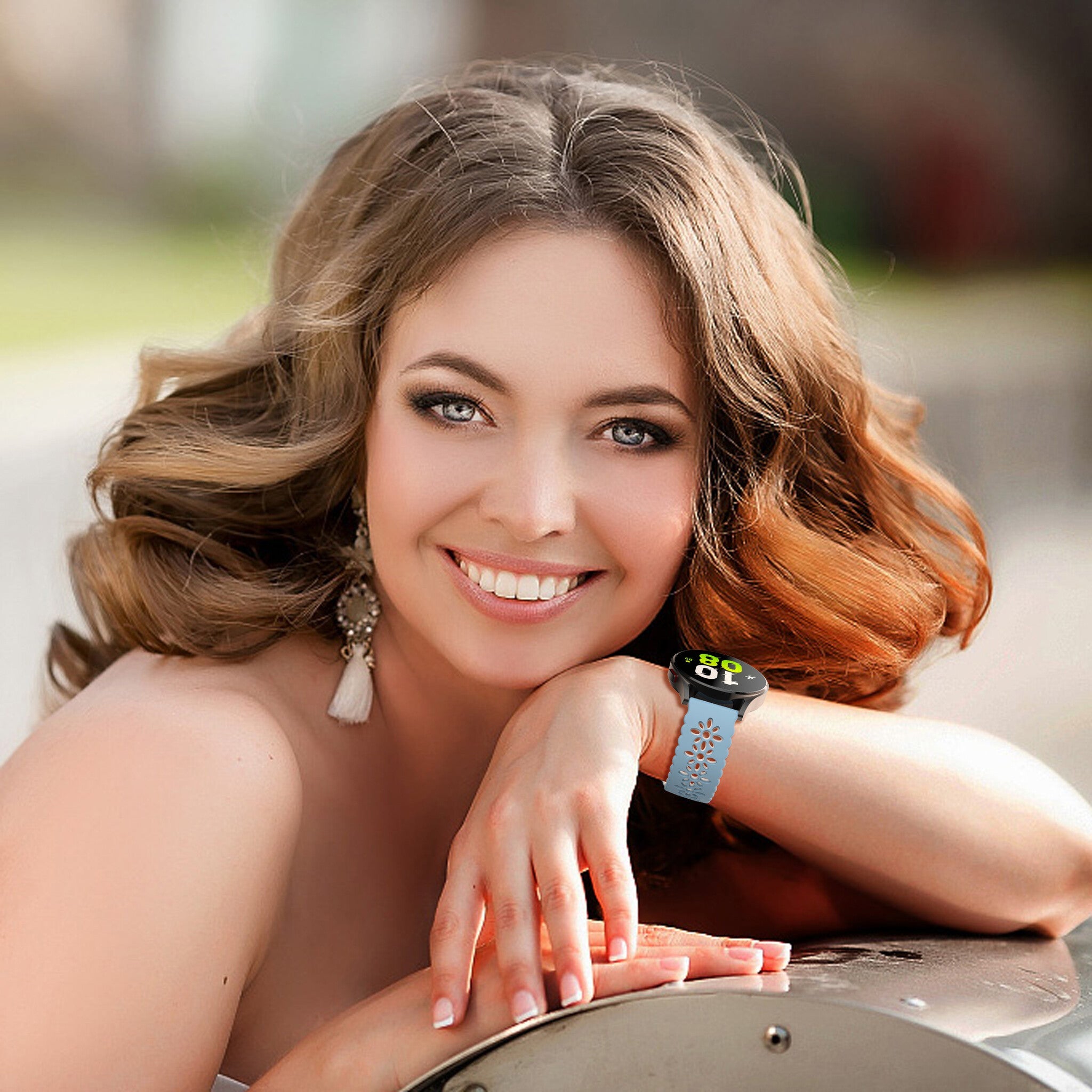 Correa de silicona con relieve Amazfit GTR Mini (azul claro/blanco)