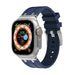 Correa silicona liquida de lujo Apple Watch (Azul con plata)