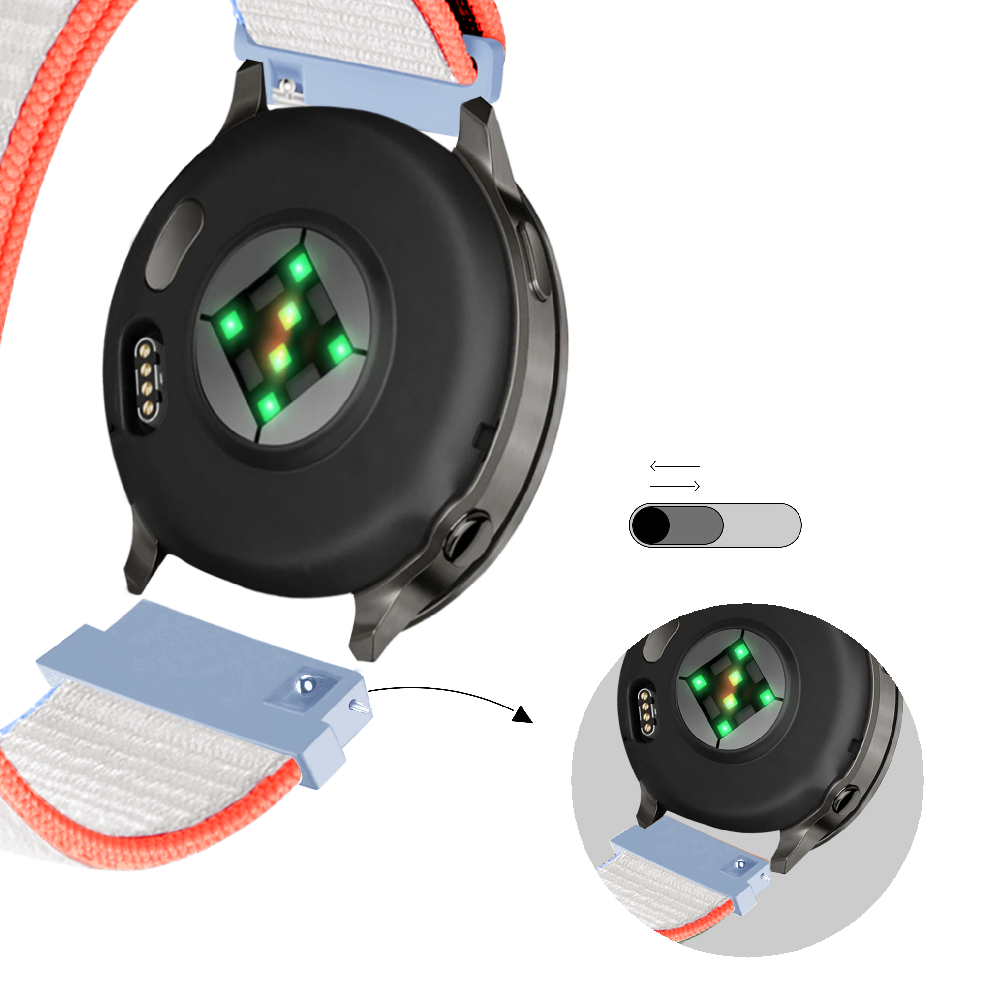 Bandz Correa nylon Loop Garmin Vivoactive 4s (leche blanca)