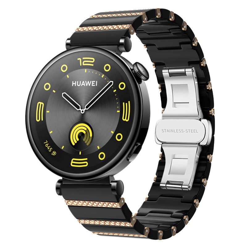 Huawei Watch 5 - 42mm One Bead Ceramic Strap (Black/Rosegold)
