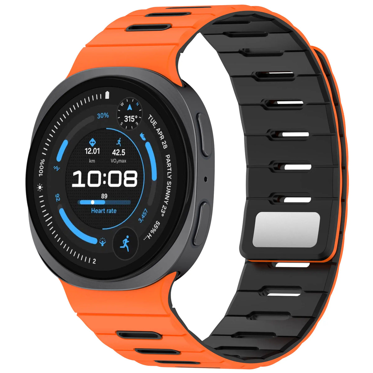 Correa silicona magnética Samsung Galaxy Watch 9 - 44mm (naranja/negro)