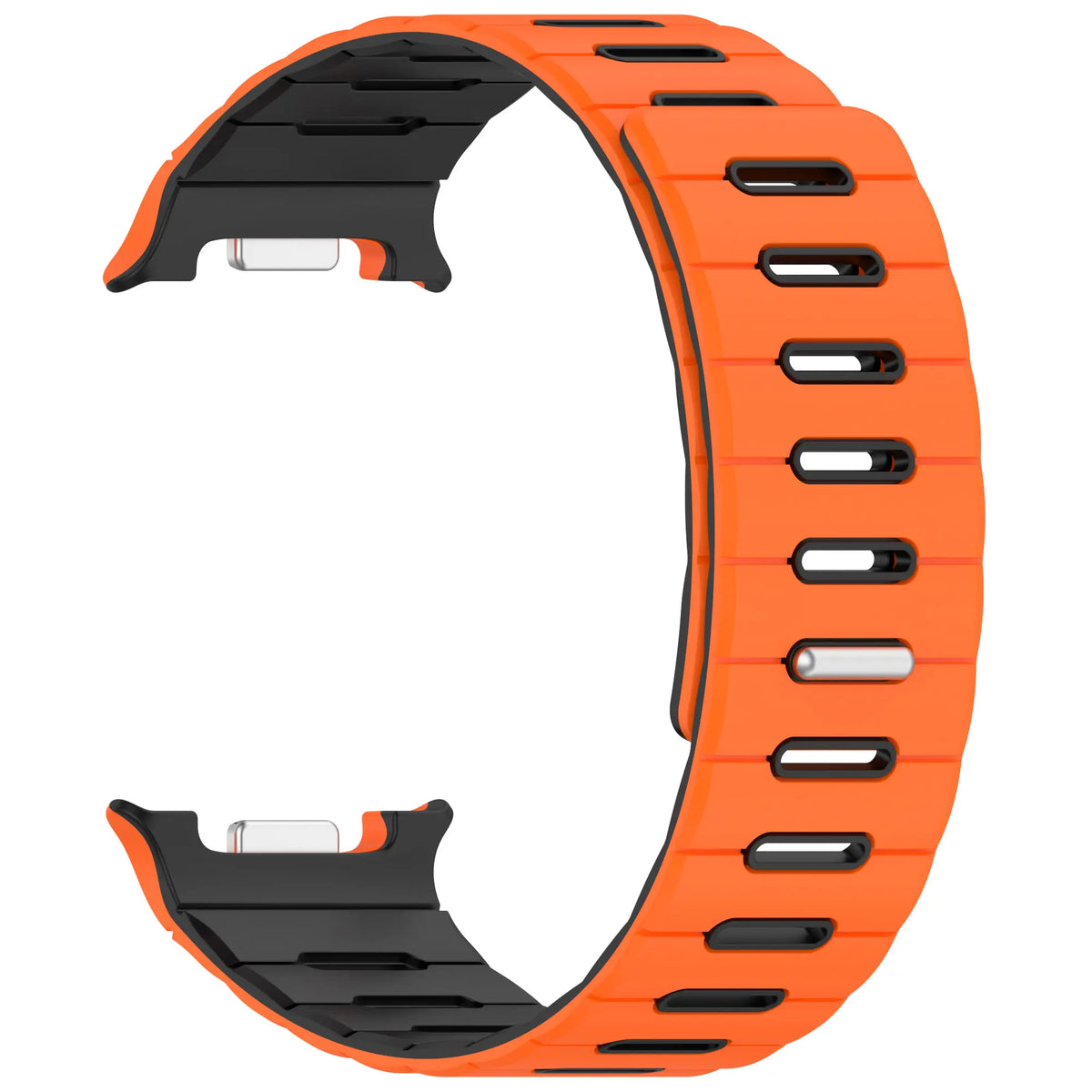 Samsung Galaxy Watch 8 Classic Magnetic Silicone Strap (Orange/Black)