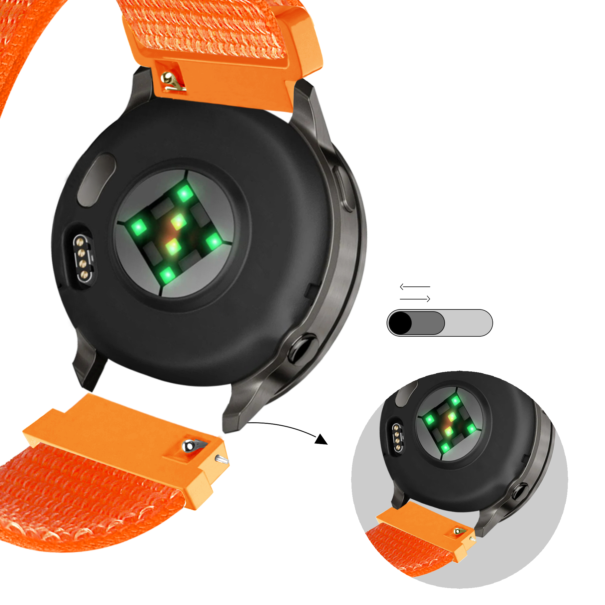 Bandz Garmin Forerunner 255 Nylon Loop Strap (Orange)