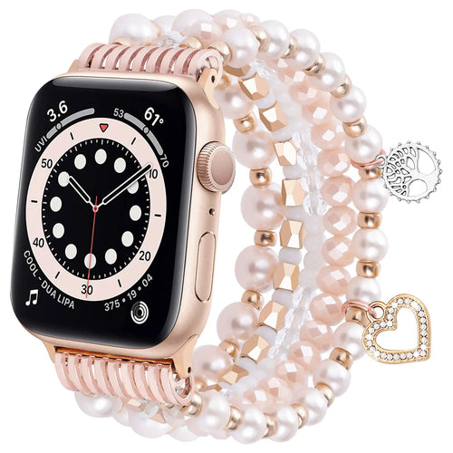 Apple Watch Beaded Pearl Strap (Pink)