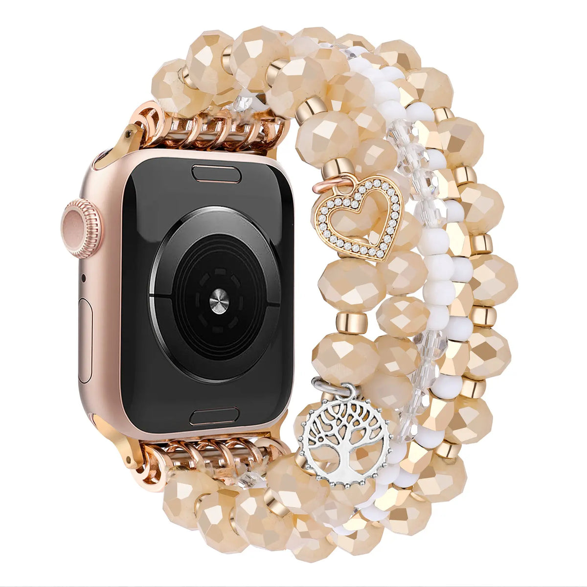 Apple Watch Beaded Pearl Strap (Rose Gold)