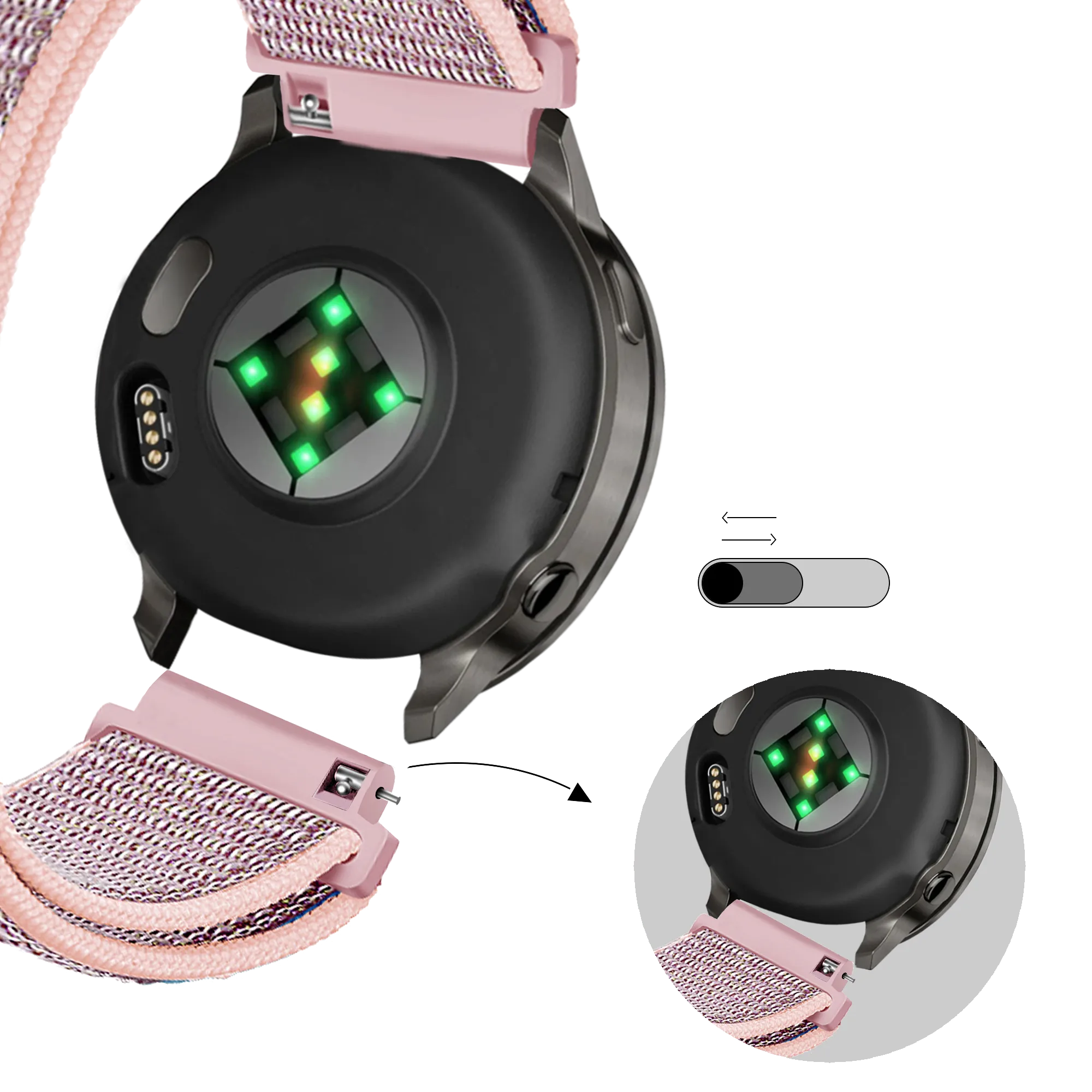 Bandz Garmin Bounce 2 Nylon Loop Strap (Pink)