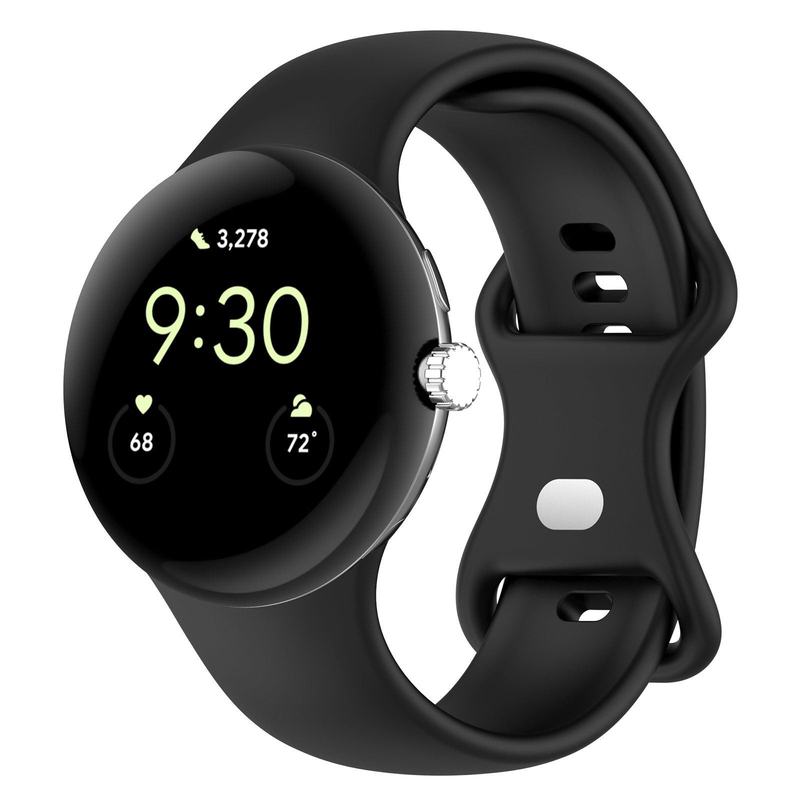 Google Pixel Watch 4 - 45mm Silicone Classic Strap (Black)