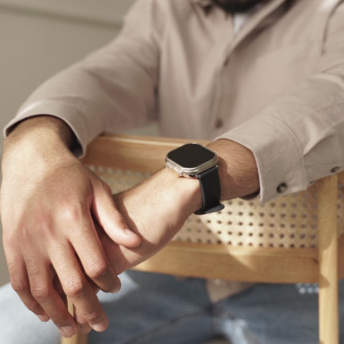 Bandz Correa cuero 'Clásico' Apple Watch (negro)