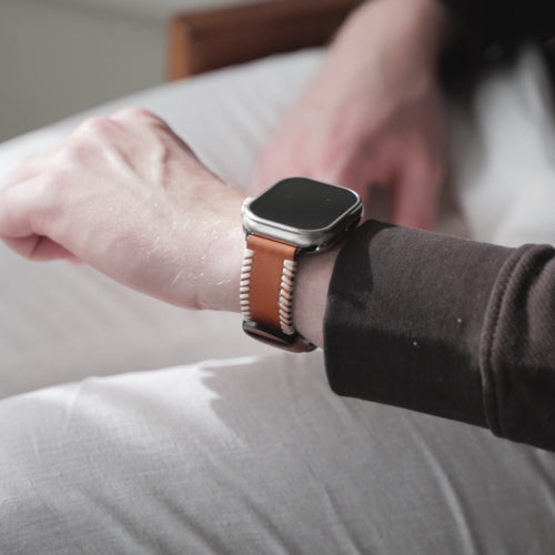 Correa cuero cosida Apple Watch Ultra (marrón)