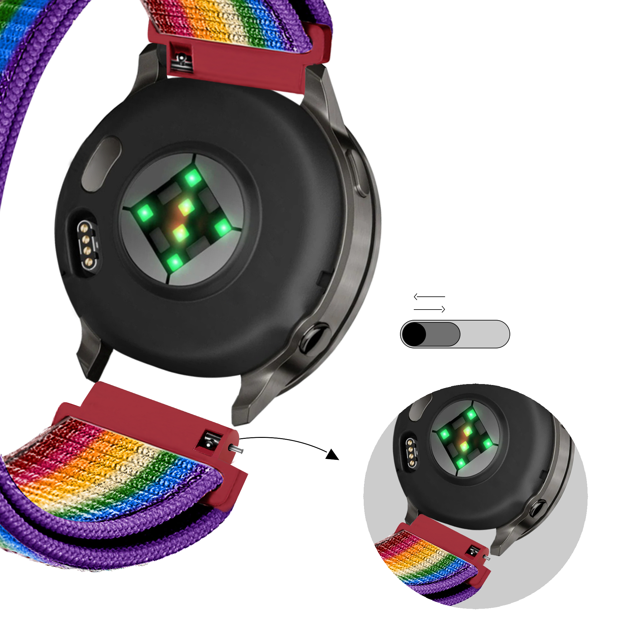 Bandz Correa nylon Loop Garmin Forerunner 265s (arcoiris)