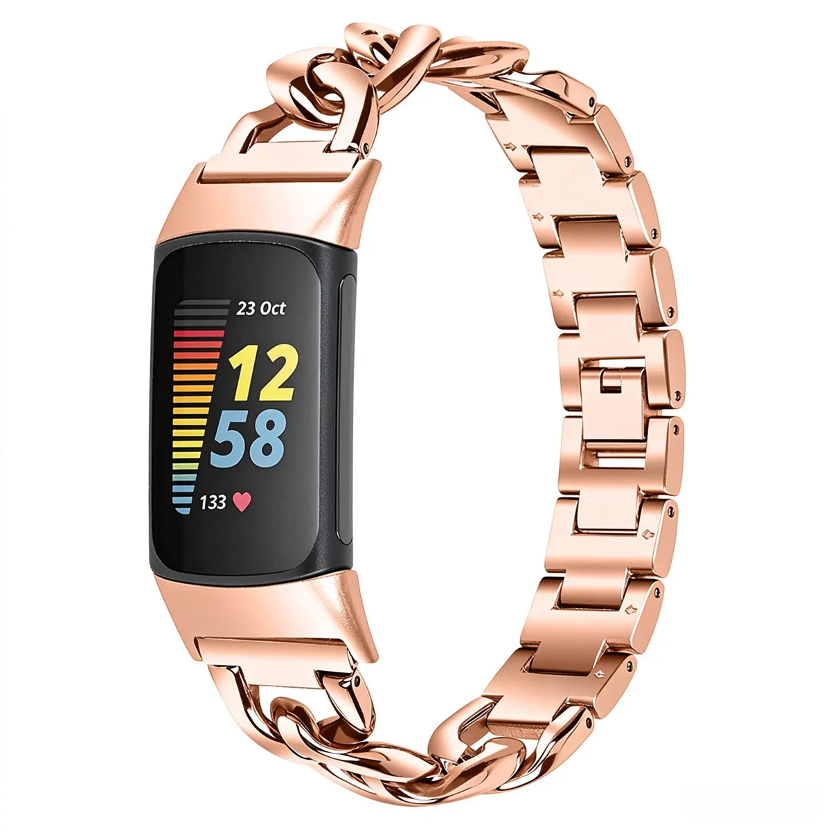 Correa cadena de acero Fitbit Charge 6 (oro rosado)