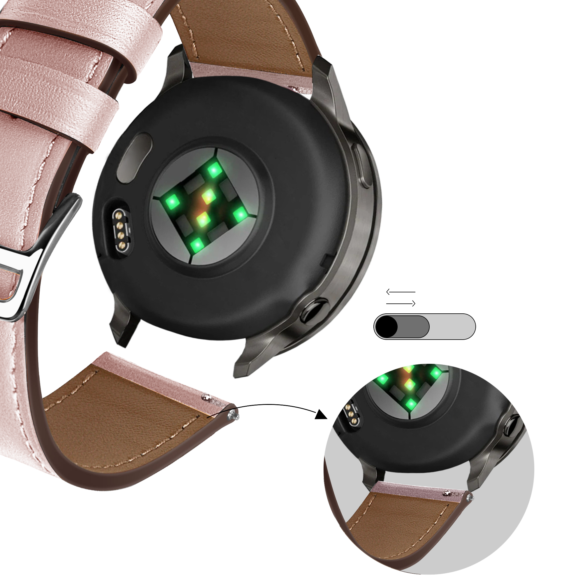 Bandz Correa cuero 'Deluxe' Garmin Venu 2s (rosa)