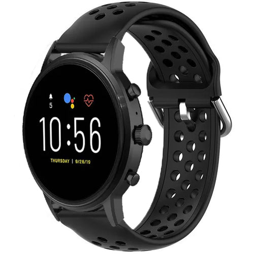 Correa silicona respirable Fossil Gen 4 Explorist HR (negro)