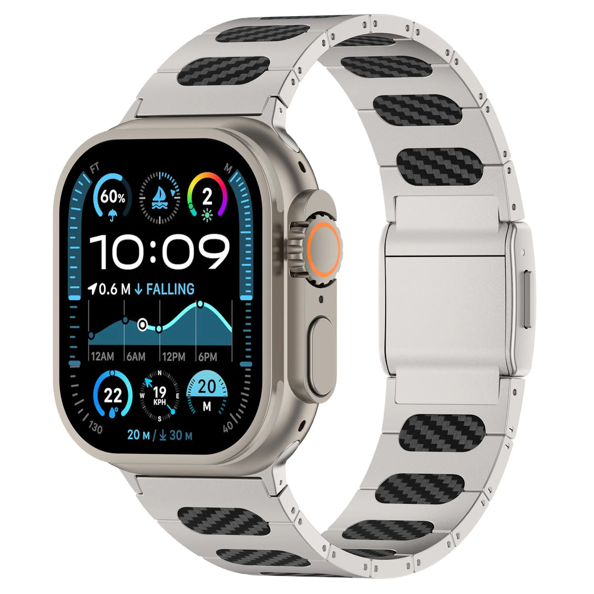 Correa acero híbrida refinado Apple Watch Ultra (argent/carbone)