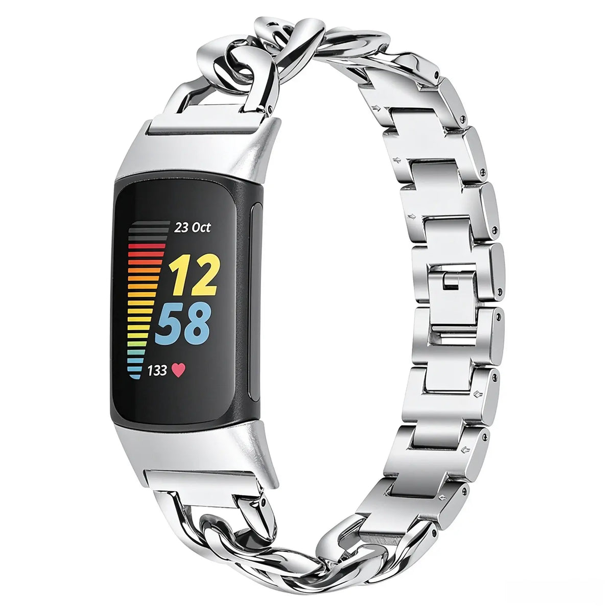 Correa cadena de acero Fitbit Charge 6 (plata)