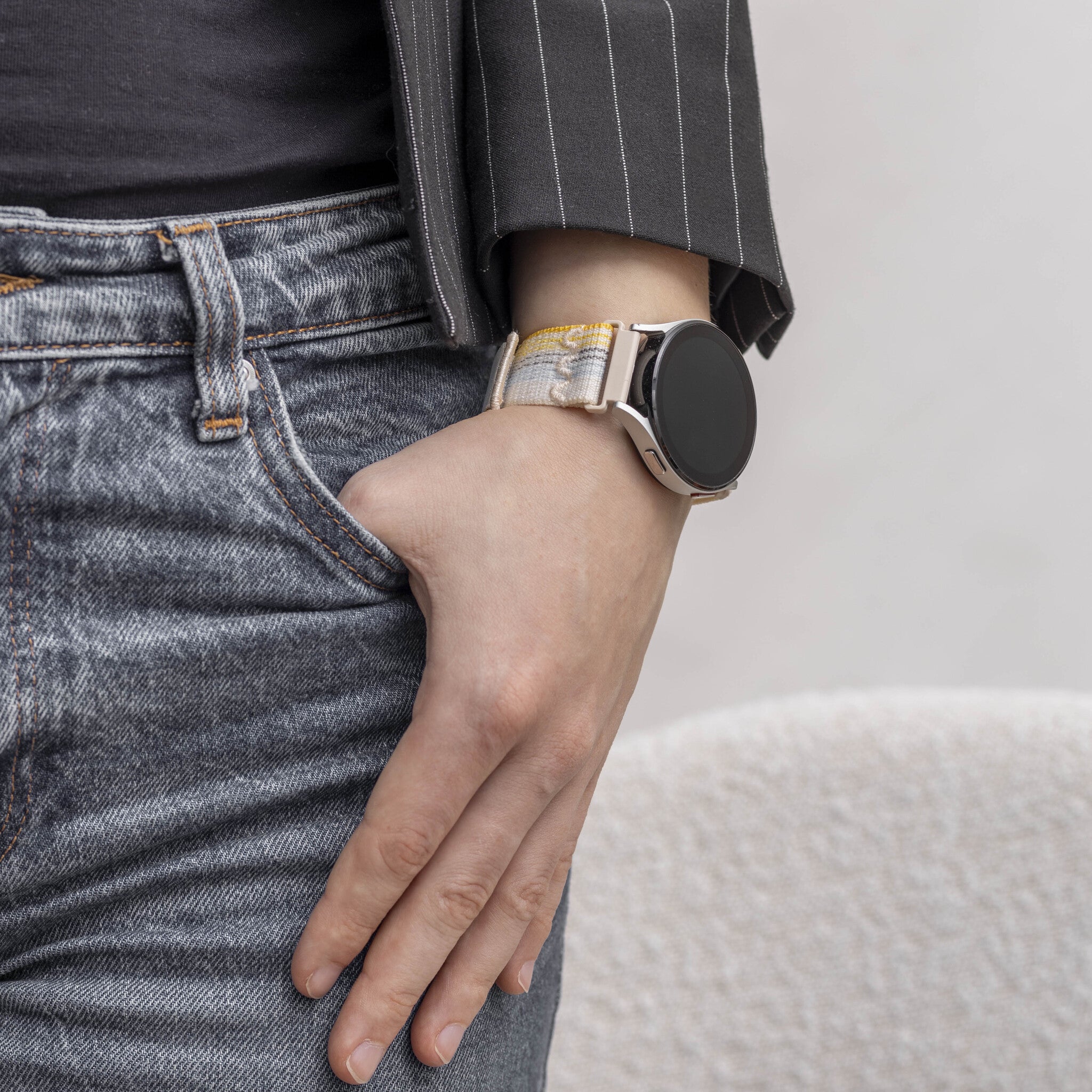 Correa nylon Huawei Watch GT 6 41mm (blanco estrella mix)