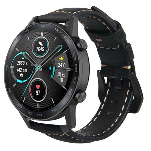 Correa cuero Honor Magic Watch 2 (negro)
