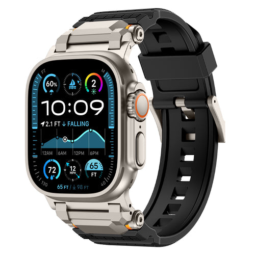 Correa silicona 'Aventurero' Apple Watch (negra/titanio)