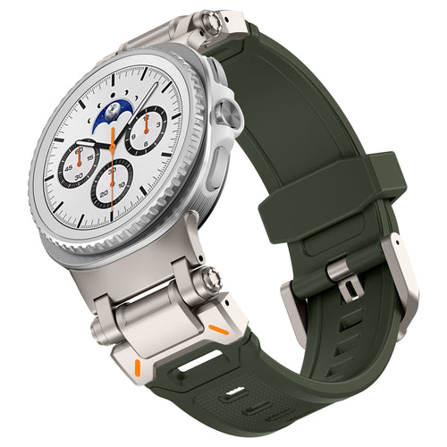 Samsung Galaxy Watch 8 Classic 'Explorer' Silicone Strap (Green with Titanium)