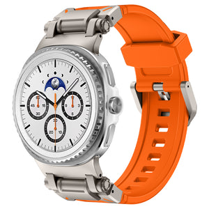 Samsung Galaxy Watch 8 - 44mm 'Explorer' Silicone Strap (Orange with Titanium)