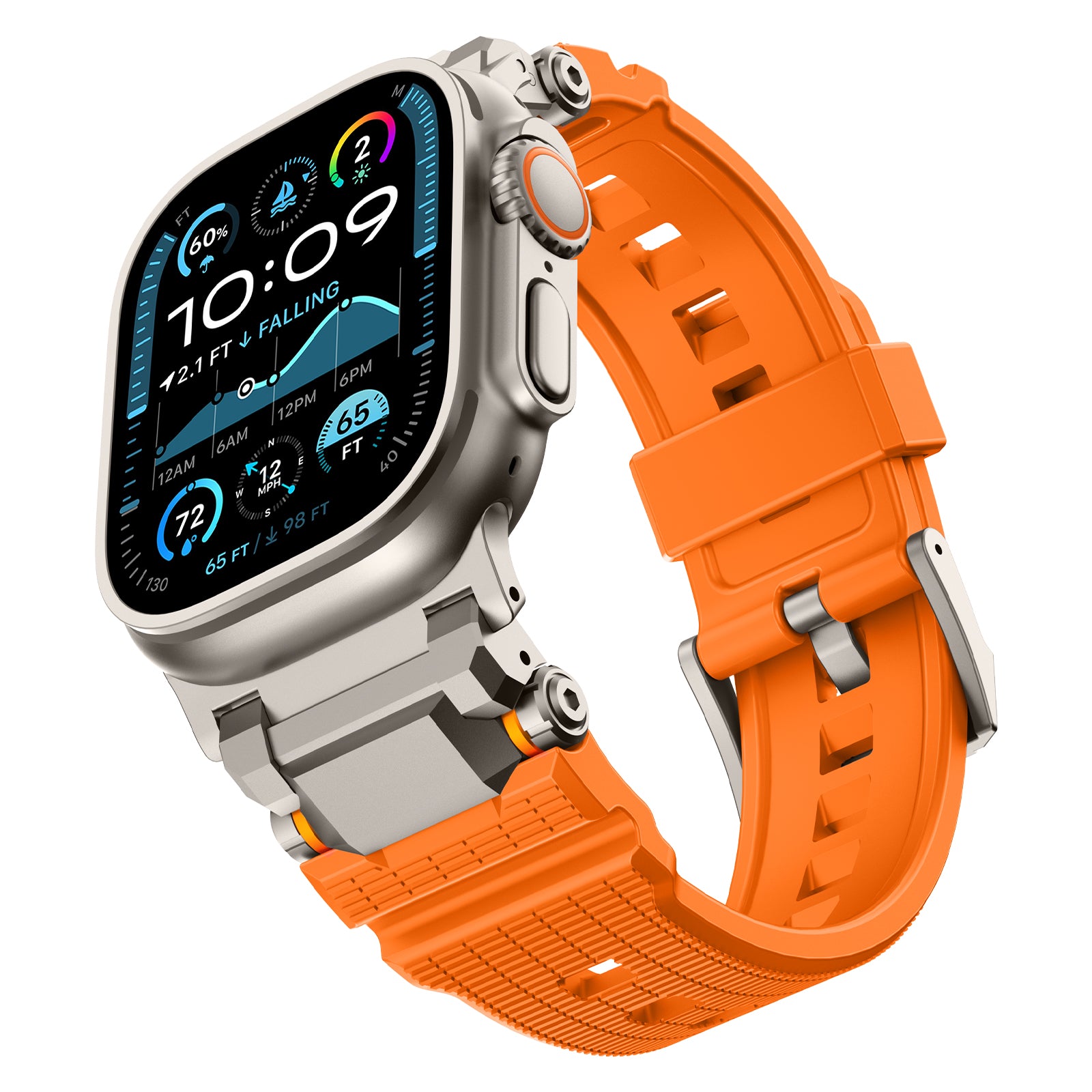 Apple Watch 'Adventurer' Silicone Strap (Orange with Titanium)