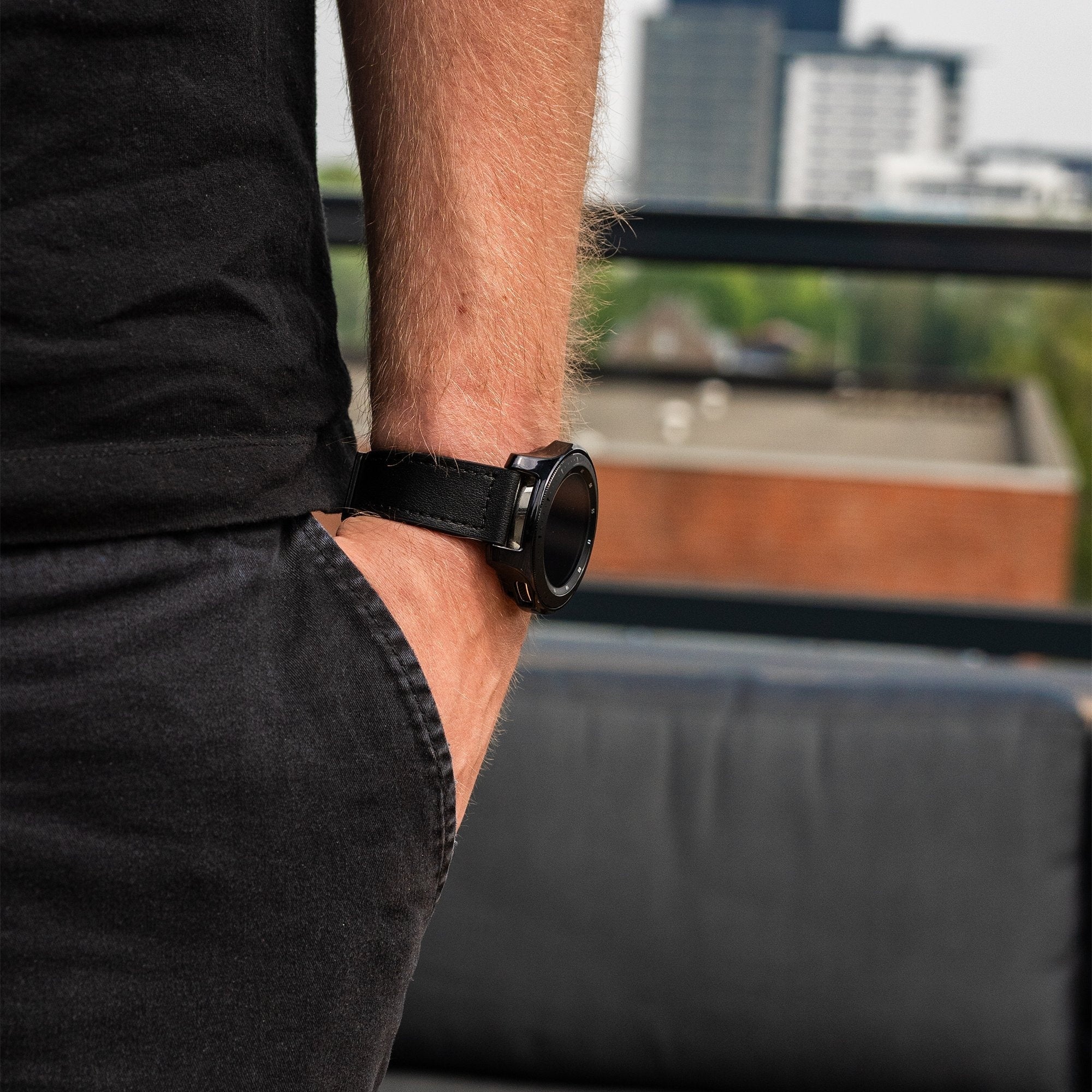 Correa cuero con hebilla en D Amazfit Bip 6 (negro)