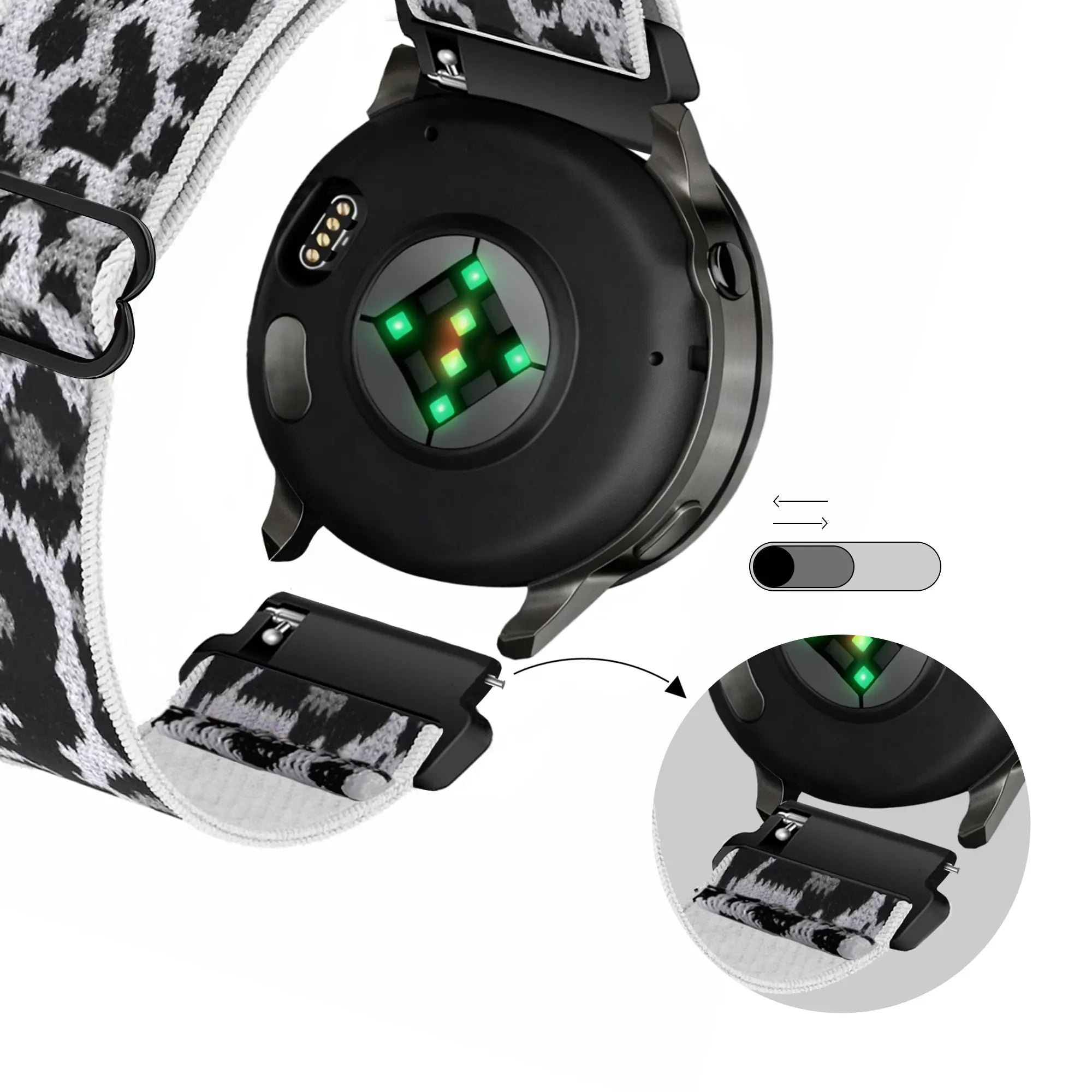 Bandz Correa nylon elástica Oozoo Smartwatch 20mm (leopardo blanco)