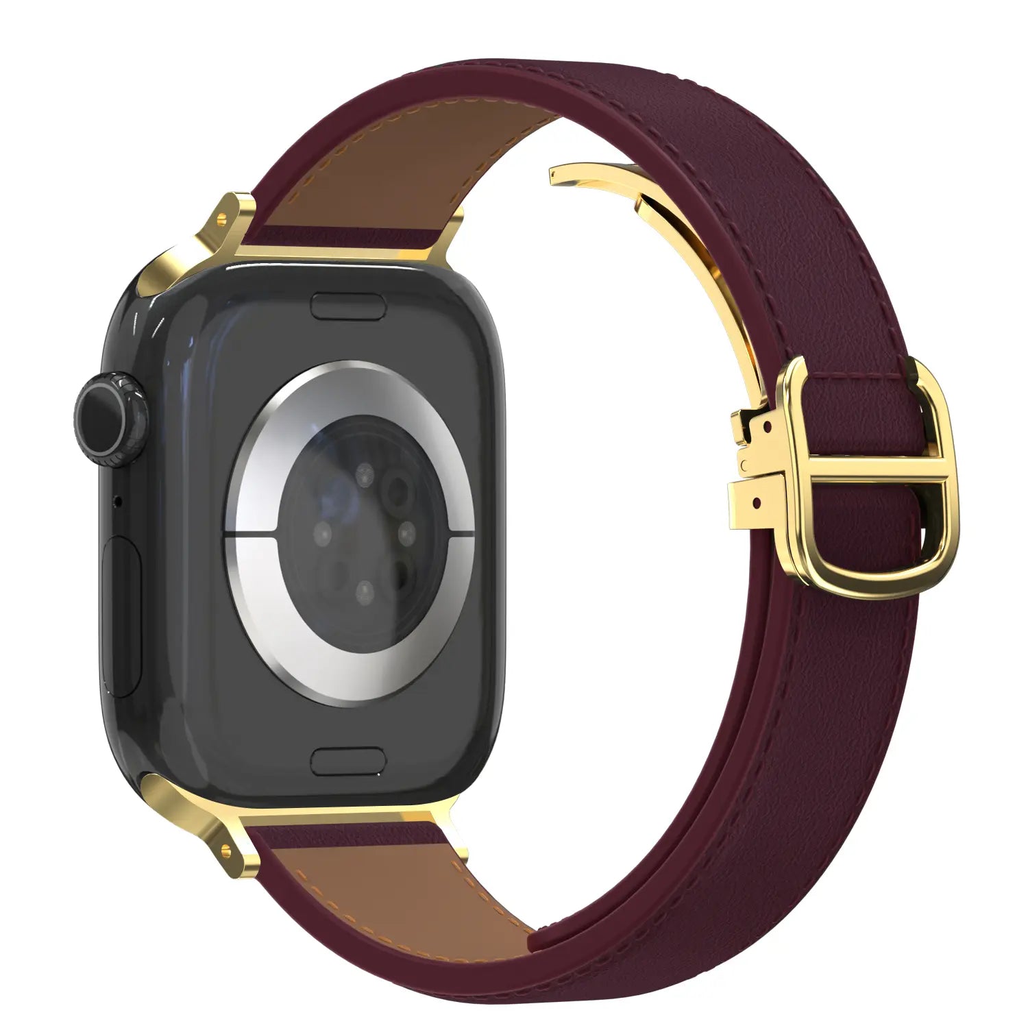 Bandz Apple Watch Leather Strap 'D-Type' (Wine Red)