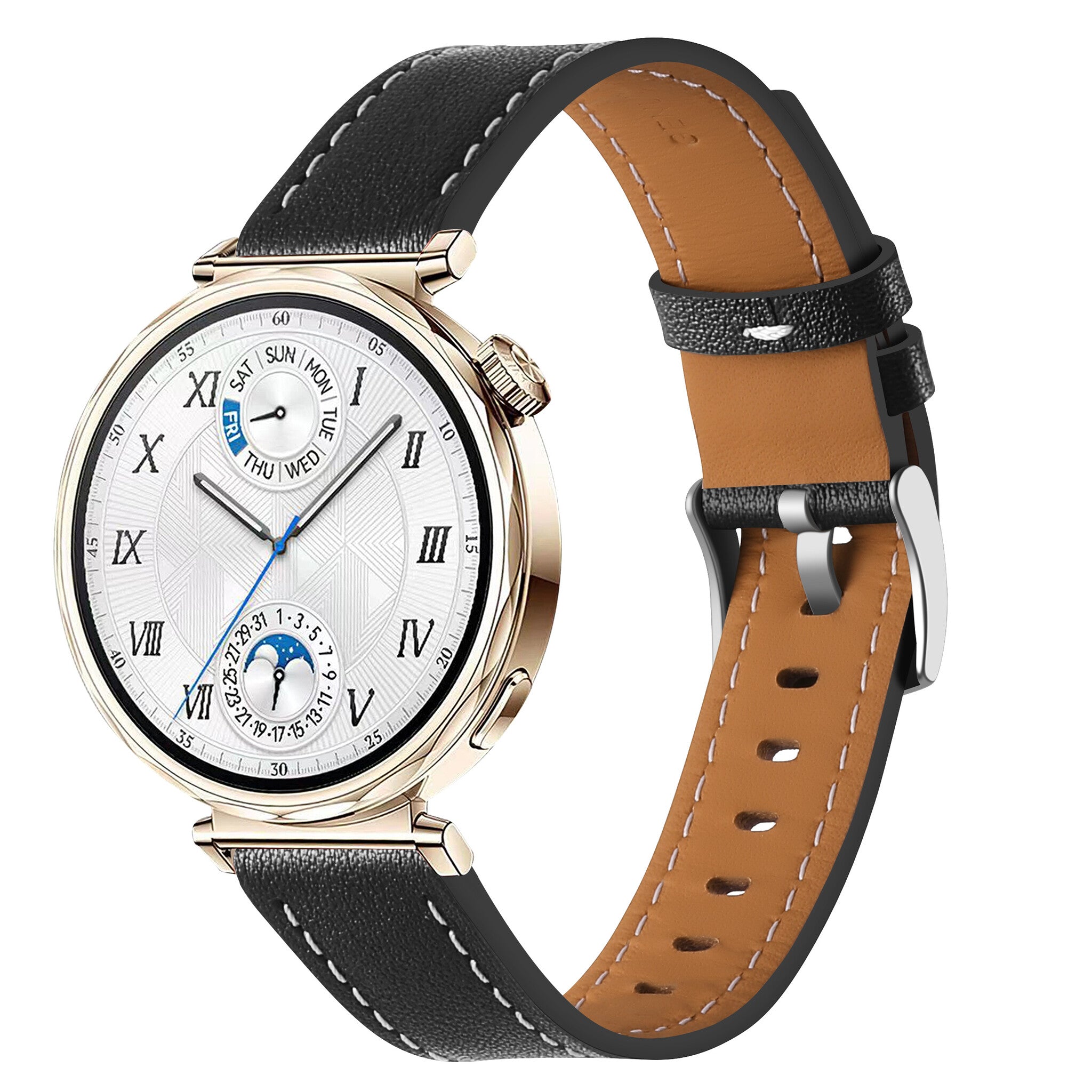 Huawei Watch GT 6 - 41mm 'One Push' Leather Strap (Black)